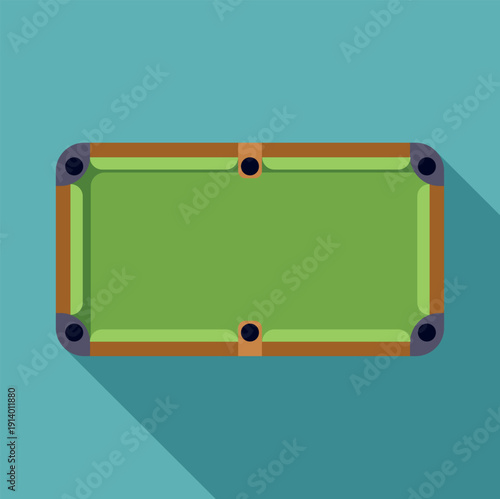 Green felt billiard table with pockets illustration on a blue background
