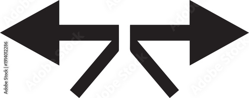 Black vector arrows pointing in opposite directions isolated on transparent background