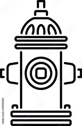 Fire hydrant line art icon providing emergency water for firefighting