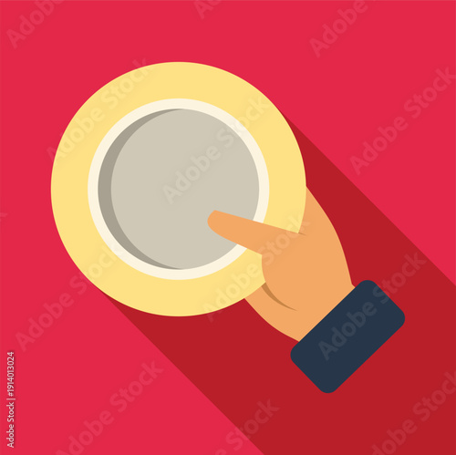 Hand holding an empty plate, symbolizing poverty, hunger, and charity needs