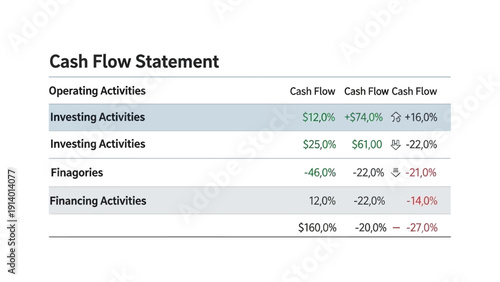 Cash Flow Statement Financial Data Table.