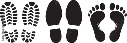 Human footprints icon set.