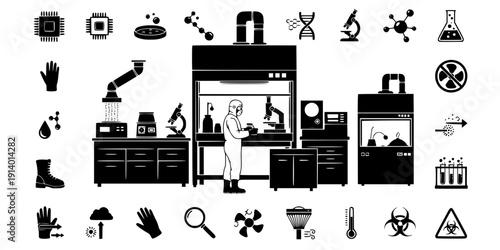 Cleanroom Laboratory Environment Silhouette