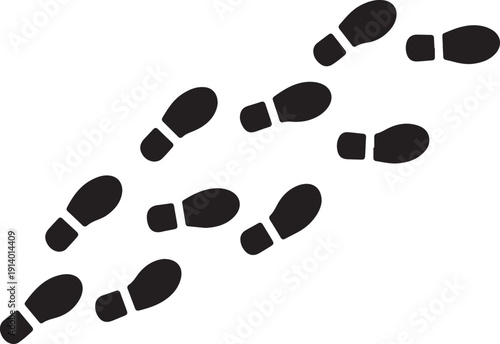 Human footprints on transparent background. Human traces, track, shoe, tracking, sole, shoeprints.