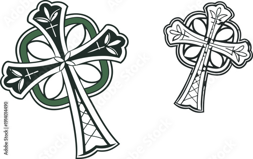 St Patrick's Day Shamrock Cross Christian Faith SVG Bundle. transparent background