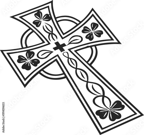 St Patrick's Day Shamrock Cross Christian Faith SVG Bundle. transparent background