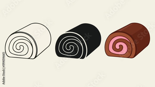 Swirl cinnamon rolls vector illustration flat design - Flat Design Icon. line icon set - Icon vector - Blue icon vector. Clipart. Icon collection - Line and glyph solid icon and logo template