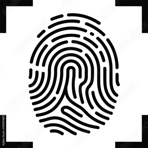 Fingerprint icon for biometric security scan and identification concept