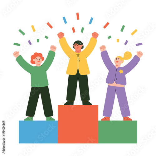 Diverse team celebrating success with arms raised in triumph together