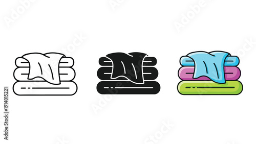 Laundry icons set flat design vector illustration - Flat Design Icon. line icon set - Icon vector - Blue icon vector. Clipart. Icon collection - Line and glyph solid icon and logo template