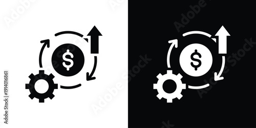Operational Cost Icon Sheet Black And White
