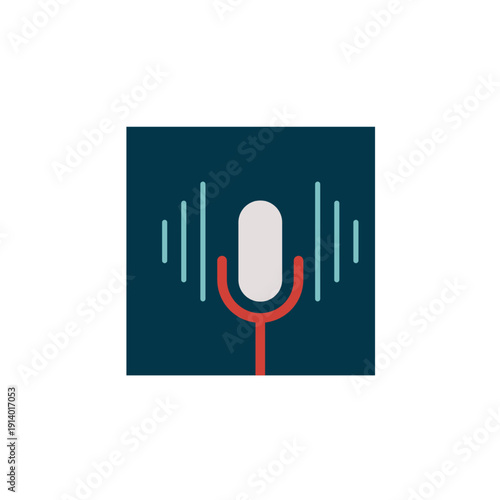 Voice assistant icon for speech recognition, hands free control, and AI interaction system.