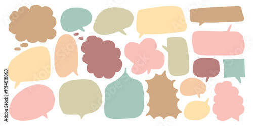 Hand-Drawn Comic Style Bubbles in Pastel Tones