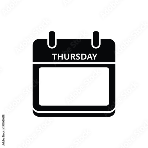 Vector illustration icon black and white icon of a calendar page showing thursday on a isolated