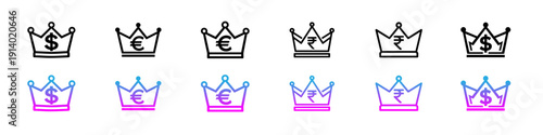 Currency Crowns Icon Set