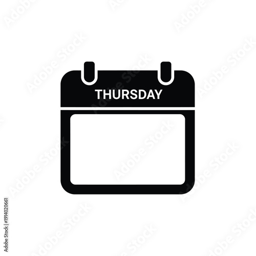 Vector illustration icon black and white calendar icon showing thursday on a isolated