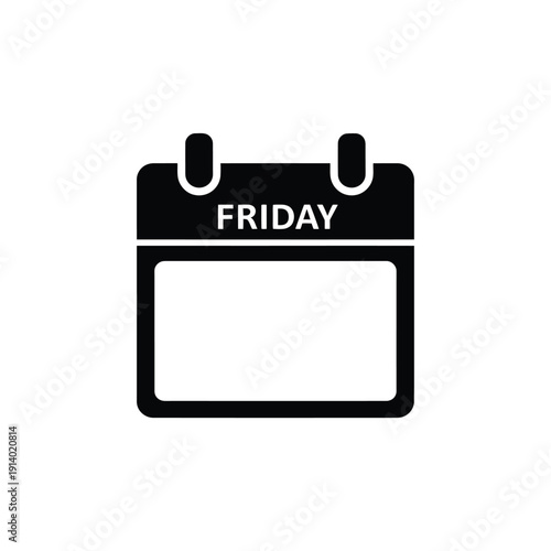 Vector illustration icon black calendar icon with friday label