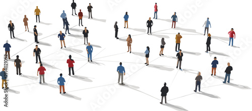 Diverse group of people connected by network lines as a global communication concept for social media marketing and business professional networking community structure