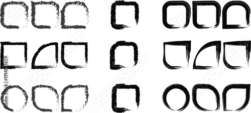 A collection of various black and white geometric shapes