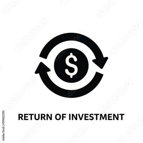 Vector illustration icon return on investment icon, dollar sign with circular arrows