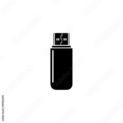 Black usb flash drive icon on white background