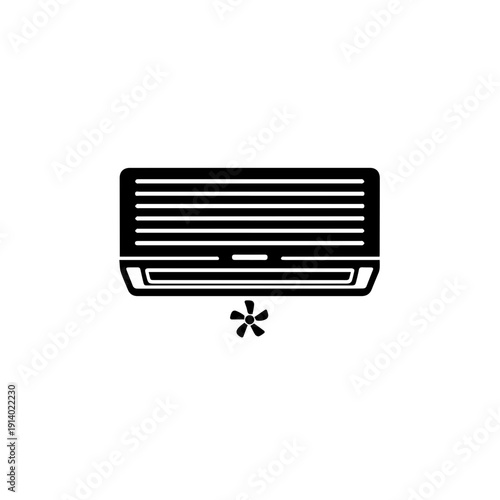 Modern air conditioning unit with a small decorative star symbol beneath it