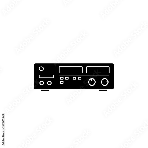 Black stereo receiver with analog inputs and digital display for audio systems