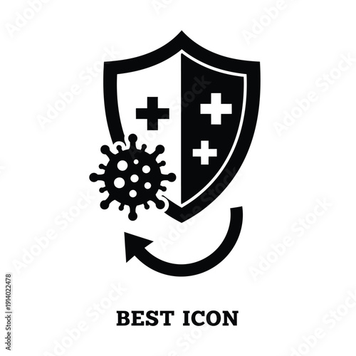 Vector illustration icon shield icon protecting against virus infection and disease prevention concept