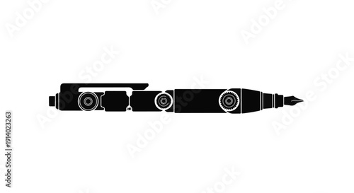 Modern black pen with stylus tip and clip, office writing instrument, creative tool for artists and professionals, sleek design