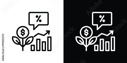 Growth Rate Icon Sheet Black And White