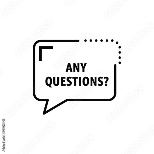 Vector illustration icon speech bubble icon with any questions text