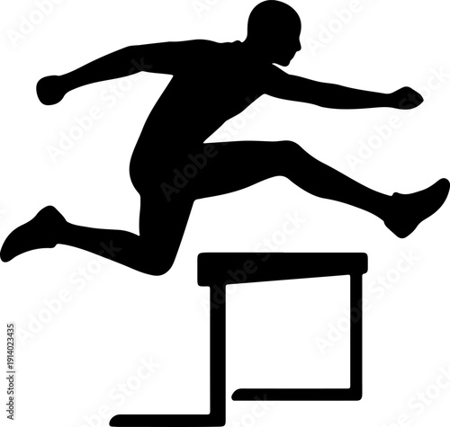 Overcoming Obstacles – Hurdle Jump Silhouette.