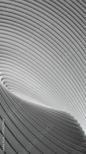 Elegant seamless looped 3D animation of abstract gray waves twisting in fluid motion. Monochromatic gradient design, perfect for presentations, text overlays, screensavers, product backgrounds, social