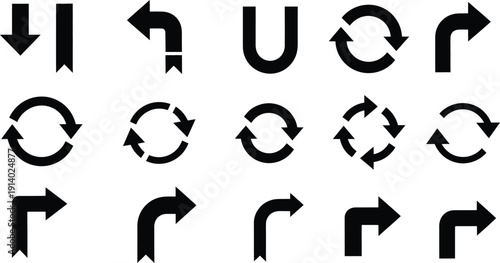 A collection of various arrow symbols and shapes in a single color