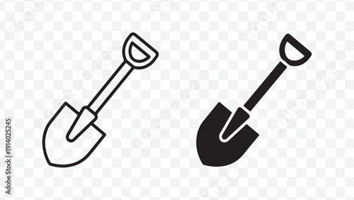 Modern shovel icons for gardening and landscaping projects