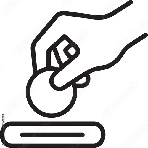 Hand fingers putting coin into slot representing saving money or voting contribution