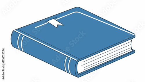 Canvastavla Illustration of a closed blue hardcover book with a bookmark.