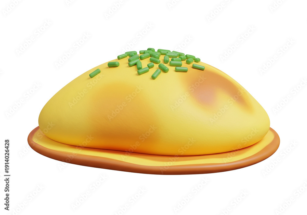 Fototapeta premium Delicious Sweet Bun with Green Sprinkles Isolated