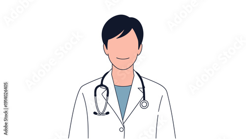 Fotografie Illustration of a male doctor wearing a white coat and stethoscope