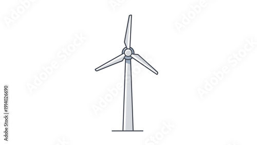 Illustration of a modern wind turbine with three blades for renewable energy generation.