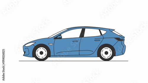 Side view of a modern blue electric car illustration.