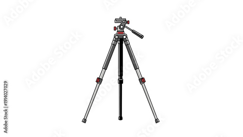 Professional camera tripod with adjustable legs and fluid head for photography and videography.