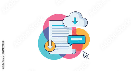 Cloud computing technology allows for downloading documents and files from online storage for easy access and data sharing.