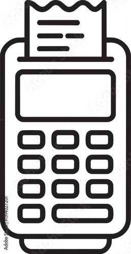 Point of sale terminal machine printing paper receipt representing retail payment confirmation