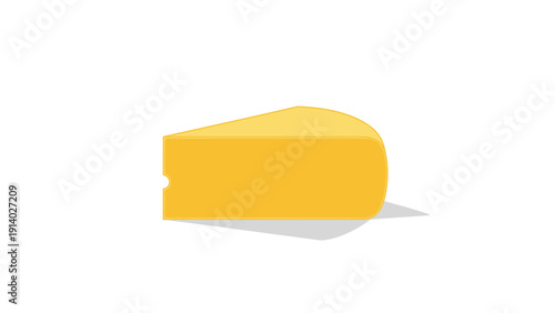 Illustration of a wedge of yellow cheese with a shadow on a white background.
