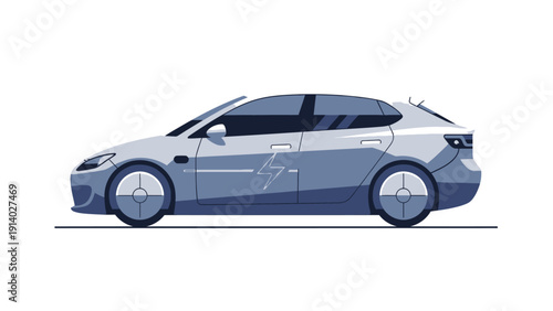 Modern electric car with sleek aerodynamic design and futuristic features.