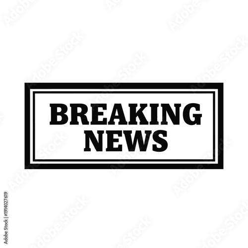 Vector illustration icon breaking news label with bold text