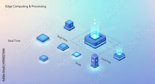 Wallpaper Mural Modern edge computing network with real-time data processing nodes Torontodigital.ca
