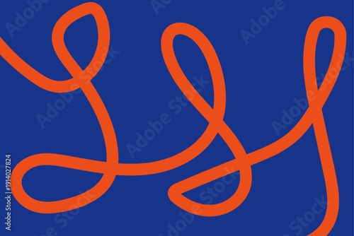 Vibrant orange squiggle on blue background