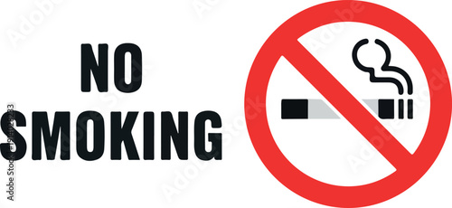 Sign indicating no smoking policy with bold text and prohibition symbol on plain background
